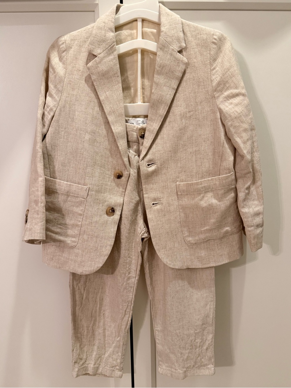 Zara Kids Linen Suit in Light Beige